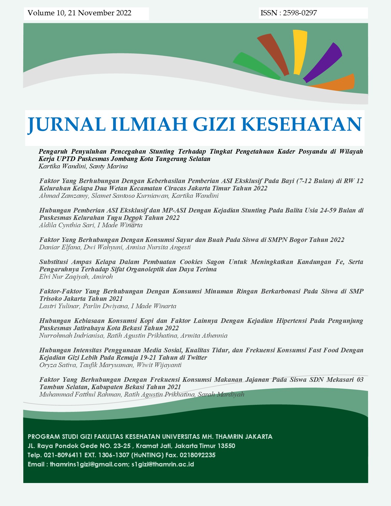 					View Vol. 10 No. 1 (2022): Jurnal Ilmiah Gizi Kesehatan
				